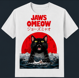 Japanese Streetwear Cat T-Shirt – Movie Parody Graphic Tees