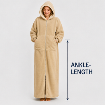 Ultra Warm Full-Length Fleece Zip Hoodie – Oversized Wearable Blanket Hoodie With Pockets (Pre-Order)