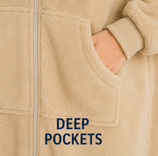 Ultra Warm Full-Length Fleece Zip Hoodie – Oversized Wearable Blanket Hoodie With Pockets (Pre-Order)
