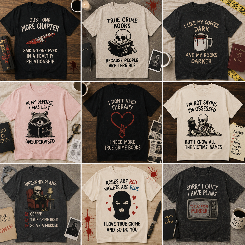 The Bookish True Crime Collection | Graphic Tees for Readers & Mystery Lovers