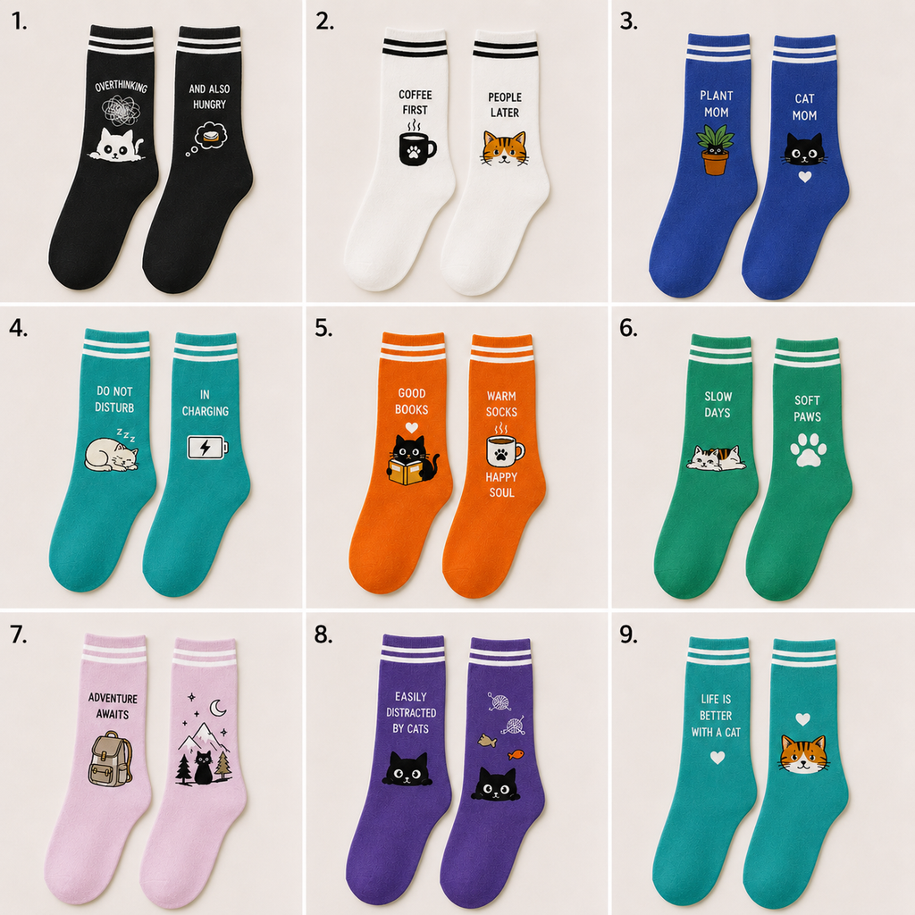 The Purr-fectly Cozy Illustrated Crew Sock Collection
