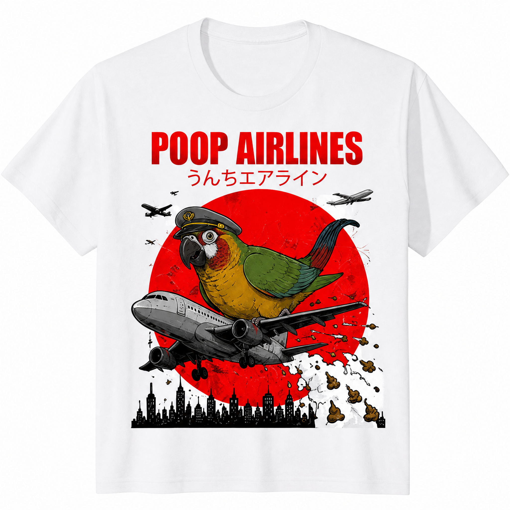 Funny Kaiju Parrot Graphic T-Shirts | Retro Japanese Style Bird Lover Tees