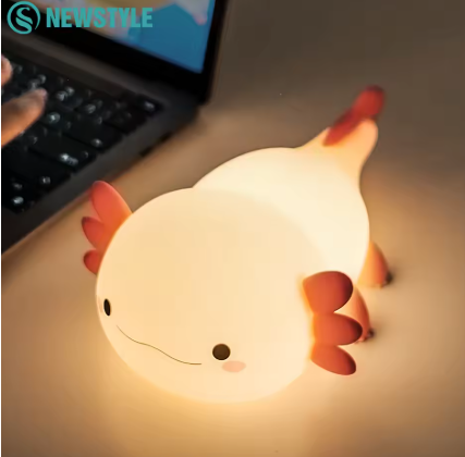 Axolotl Soft-Glow Kids Night Light – USB-Rechargeable Silicone Bedside Lamp for Nurseries & Bedrooms