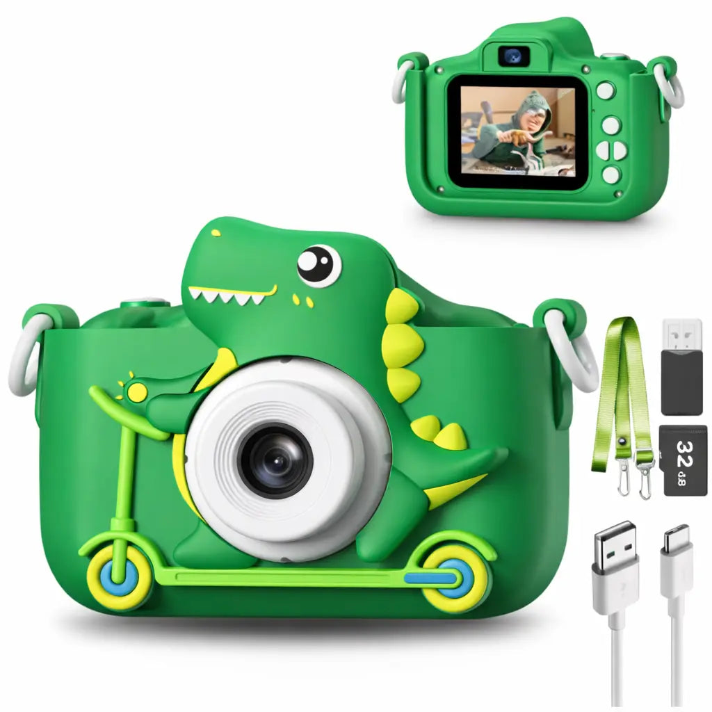 Screen-Free Fun Camera with Games – Purple, Pink Unicorn & Green Dinosaur Grab3