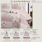 Patchwork Floral Quilt Set – Soft Cotton Bedspread with Pillowcases Grab3