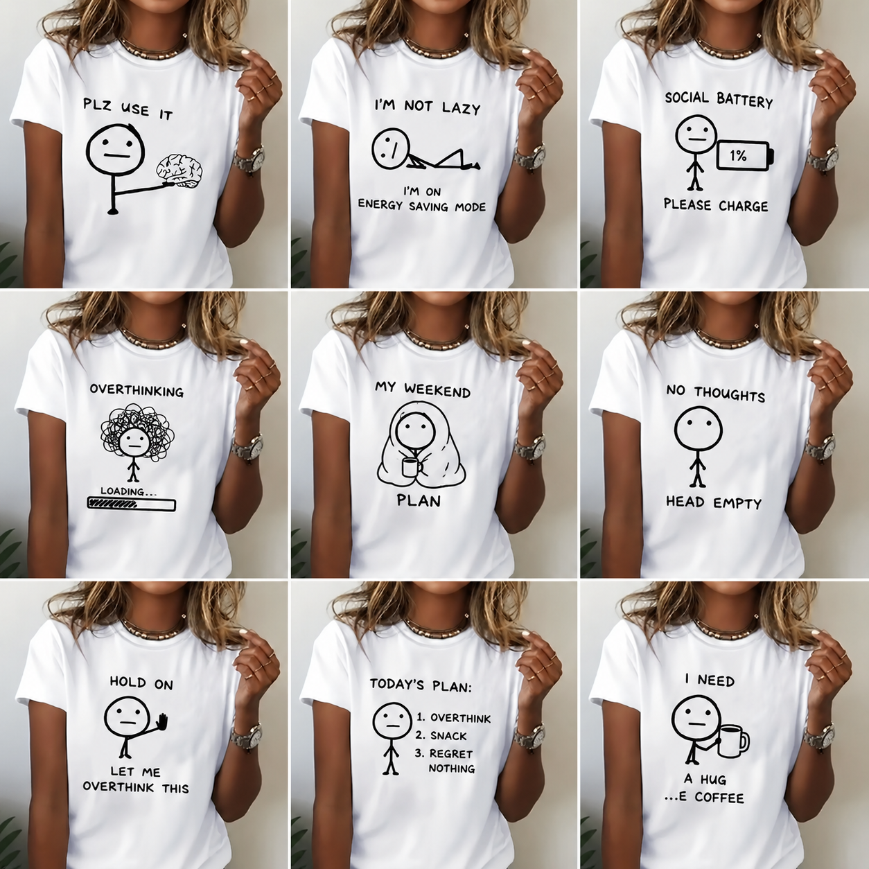 Minimalist Graphic T-Shirts – Funny Mood & Introvert Slogan Tees