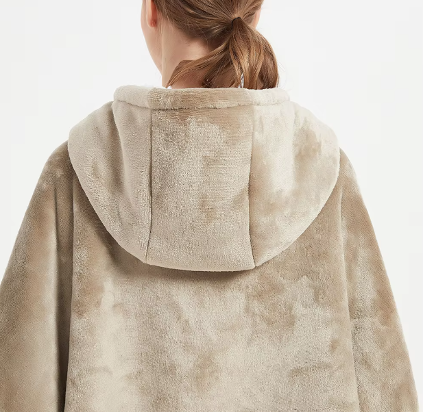 Extra-Long Oversized Fleece Hoodie Blanket – Full Length to Ankles Warm Sherpa Wearable Blanket