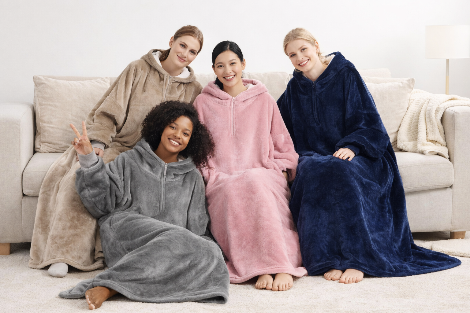 Extra-Long Oversized Fleece Hoodie Blanket – Full Length to Ankles Warm Sherpa Wearable Blanket