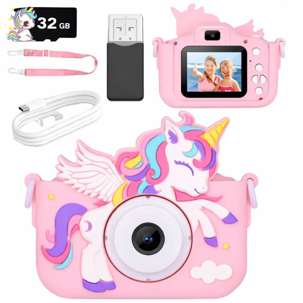 Screen-Free Fun Camera with Games – Purple, Pink Unicorn & Green Dinosaur Grab3