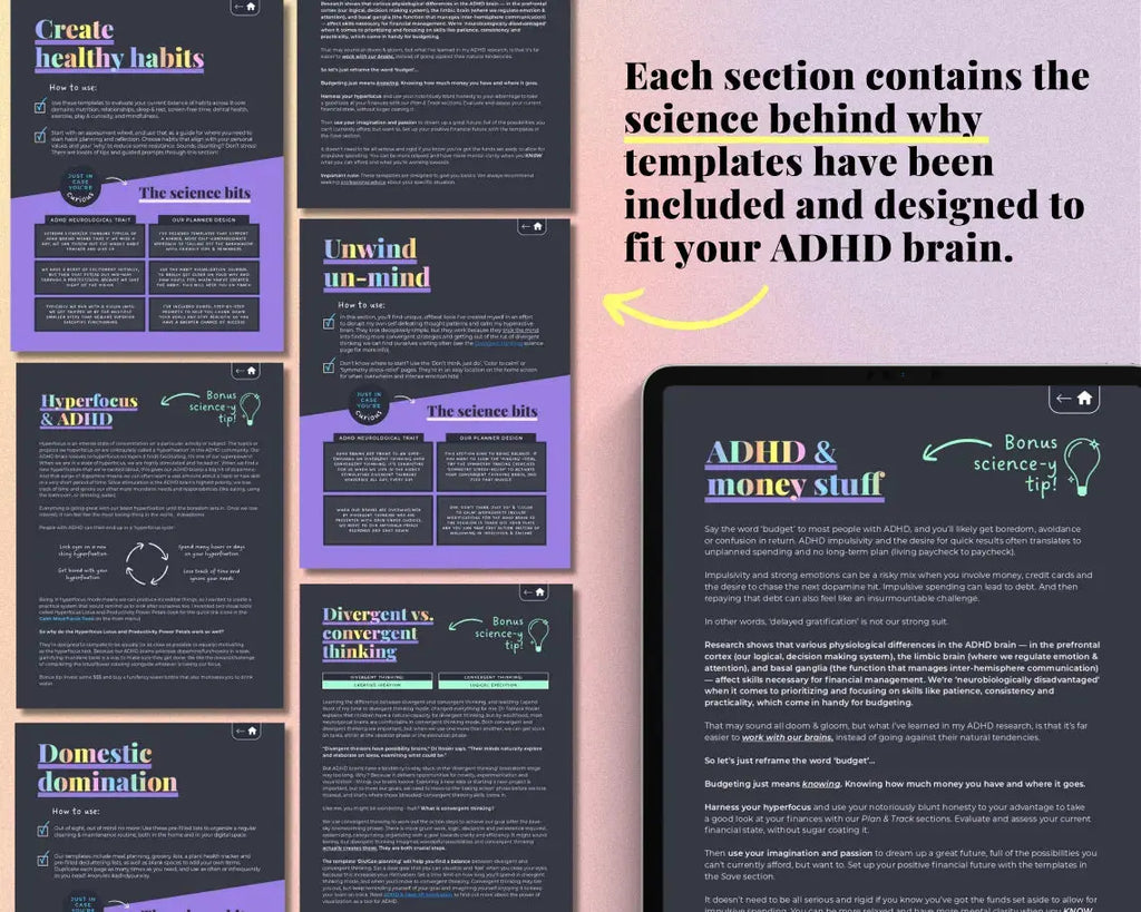 2026 ADHD Digital Planner (Dark Rainbow) | Self-Care & Productivity for iPad & Android Grab3