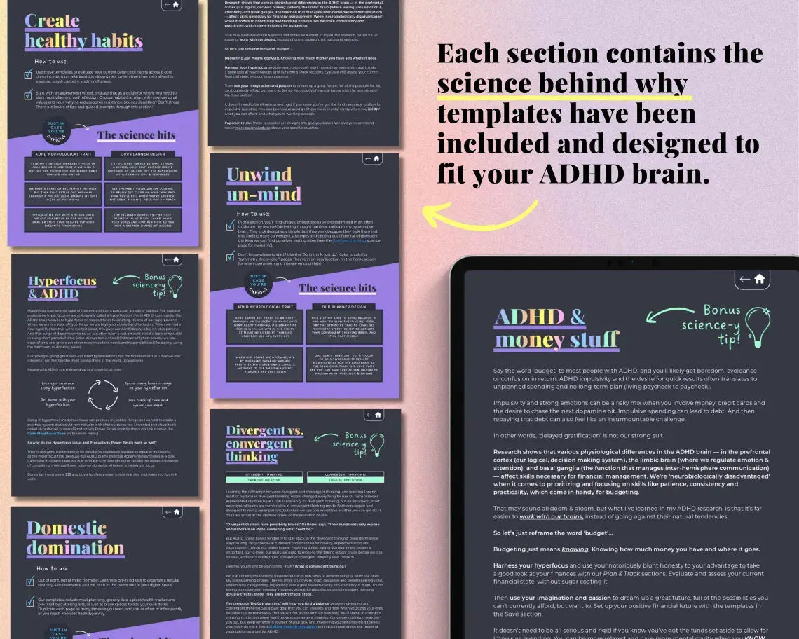 2026 ADHD Digital Planner (Dark Rainbow) | Self-Care & Productivity for iPad & Android Grab3