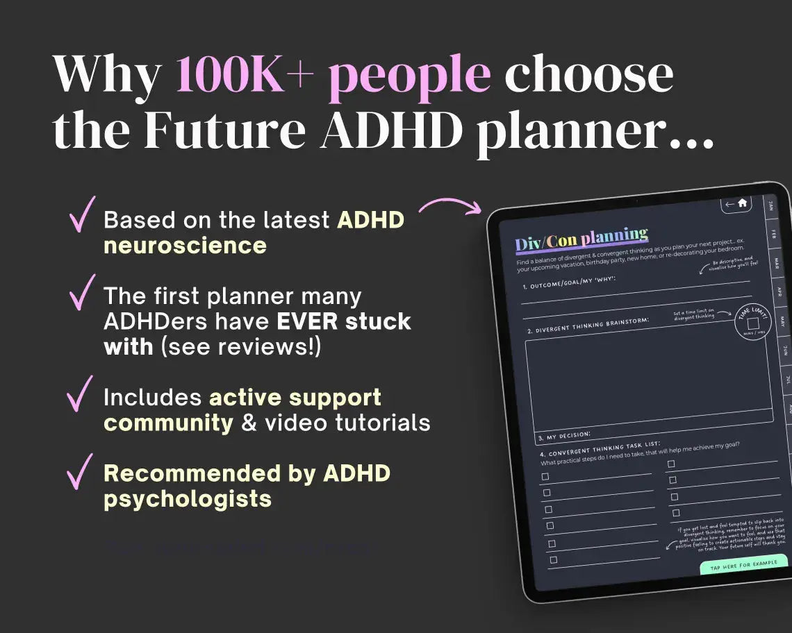 2026 ADHD Digital Planner (Dark Rainbow) | Self-Care & Productivity for iPad & Android Grab3
