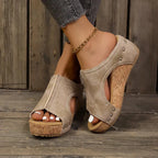 Women’s Cork Wedge Sandals – Comfortable Open-Toe Studded Platform Shoes Grab3