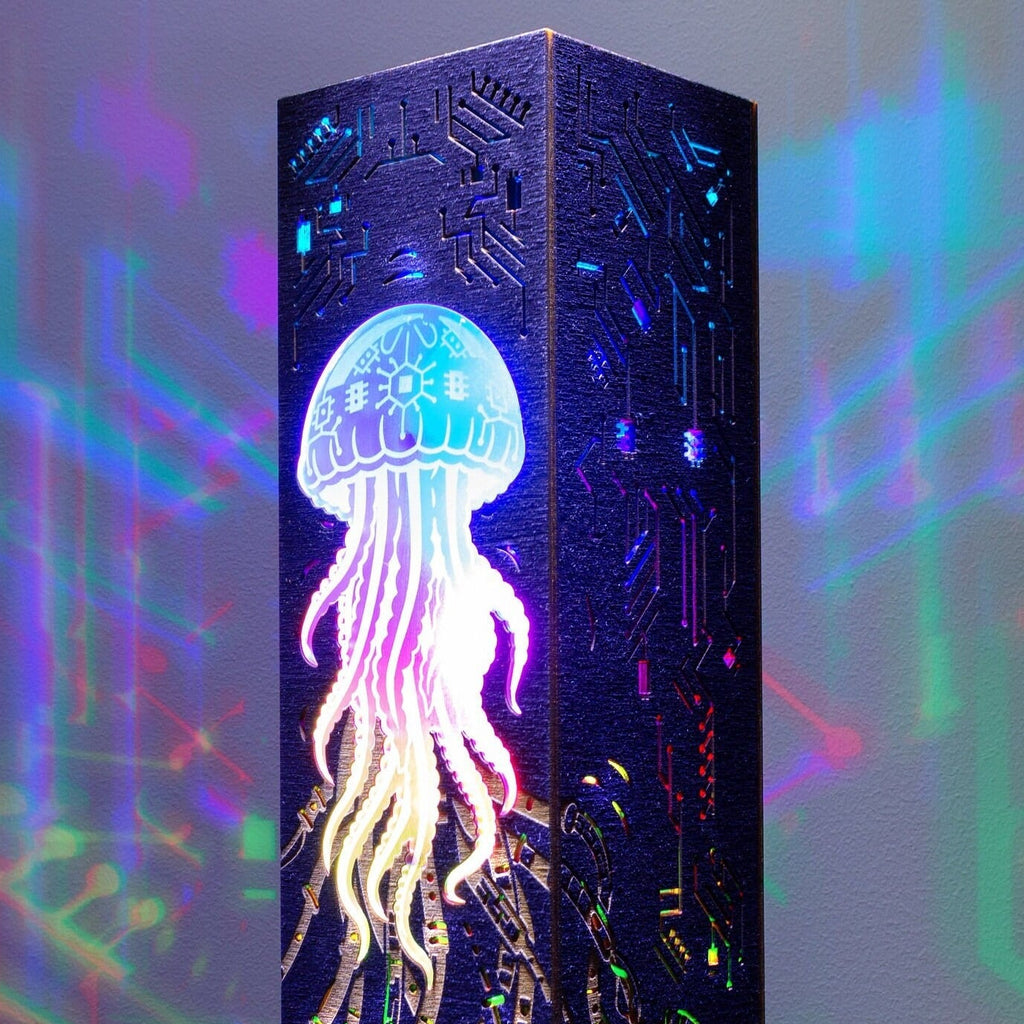 Cyberpunk Jellyfish LED Desk Lamp – Futuristic Tech Gaming Room Decor