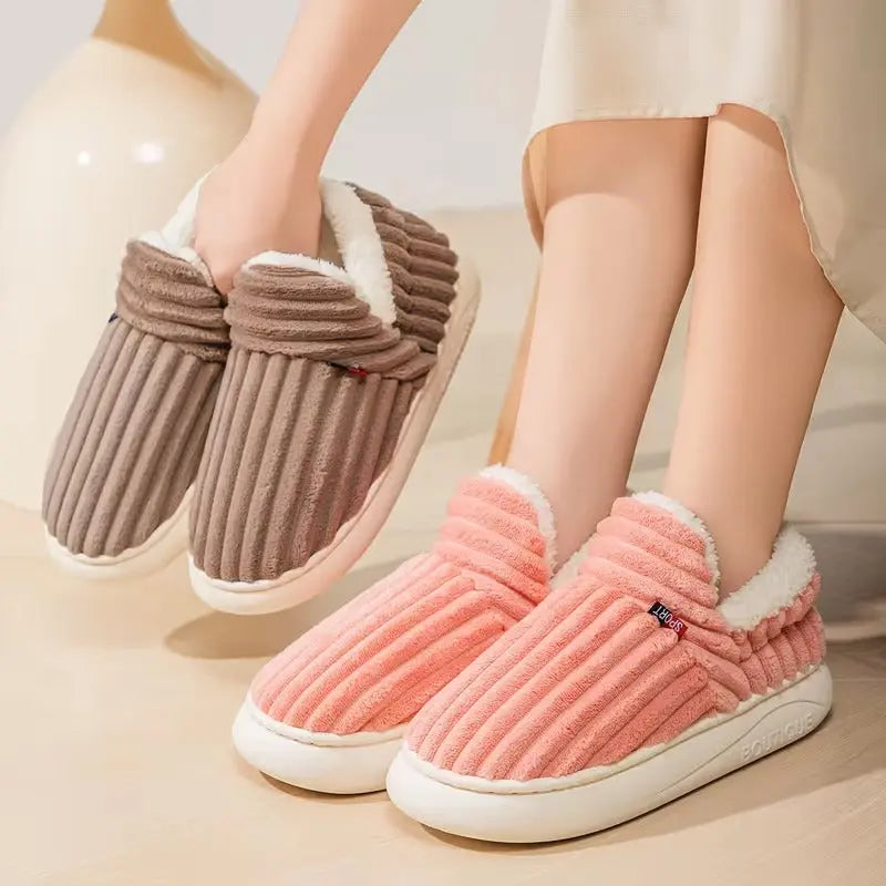 Women’s Fleece Lined Slippers – Cozy Warm Indoor Comfort Shoes Grab3