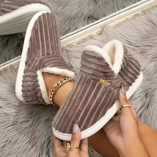 Women’s Fleece Lined Slippers – Cozy Warm Indoor Comfort Shoes Grab3