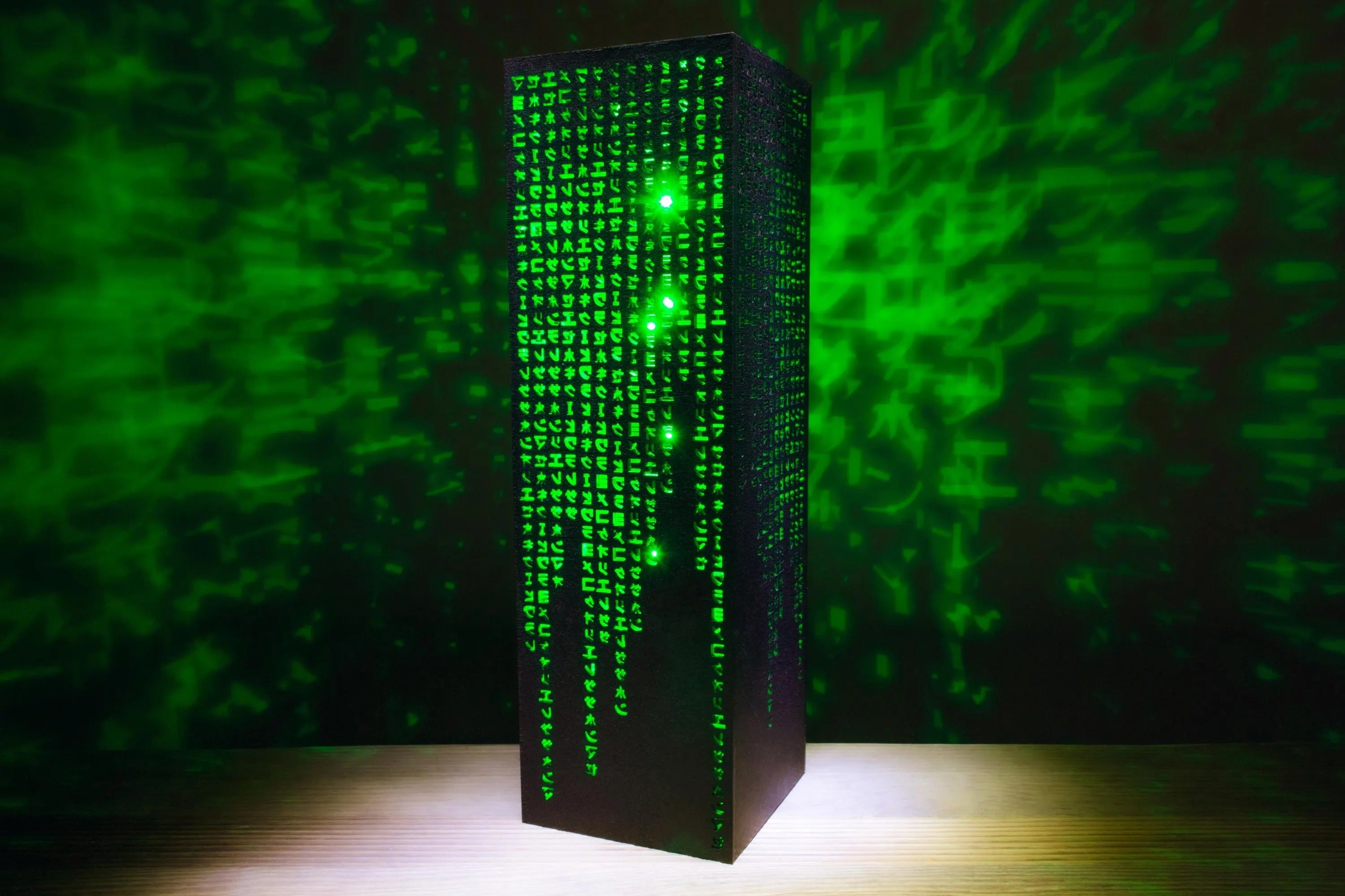 Matrix Green Code LED Desk Lamp - Futuristic Gaming Room Decor