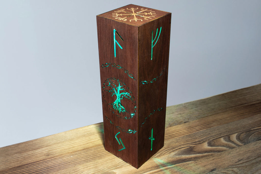Yggdrasil Tree of Life LED Night Lamp – Nordic Viking Rune Desk Light