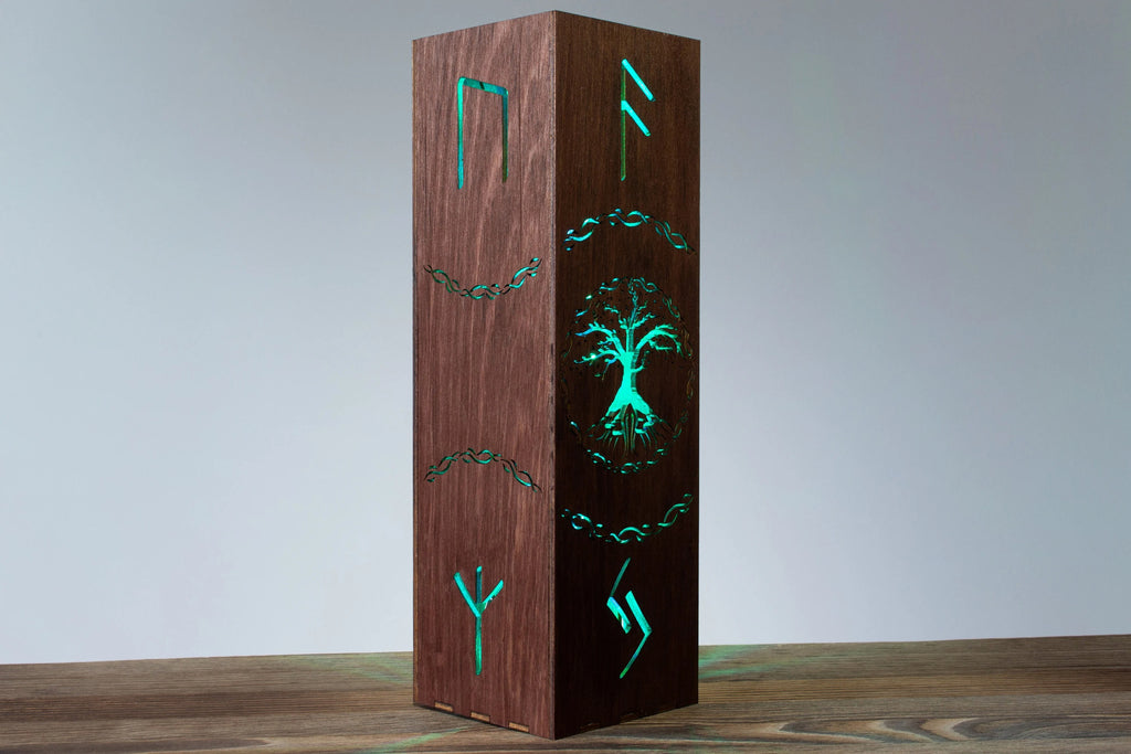 Yggdrasil Tree of Life LED Night Lamp – Nordic Viking Rune Desk Light