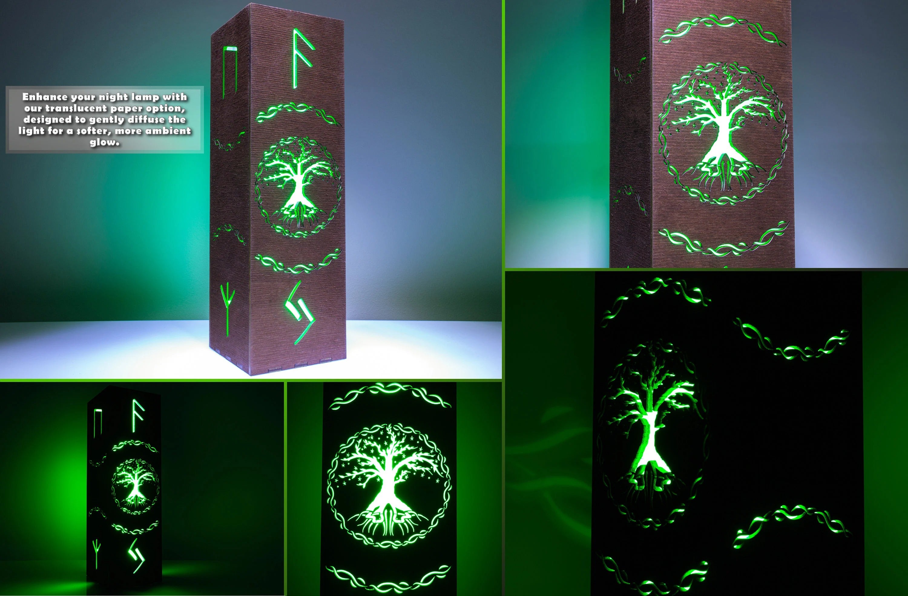 Yggdrasil Tree of Life LED Night Lamp – Nordic Viking Rune Desk Light