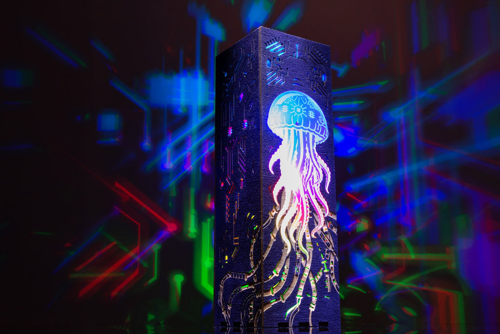 Cyberpunk Jellyfish LED Desk Lamp – Futuristic Tech Gaming Room Decor