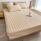Quilted Mattress Pad – Soft Breathable Mattress Topper with Fitted Skirt Grab3