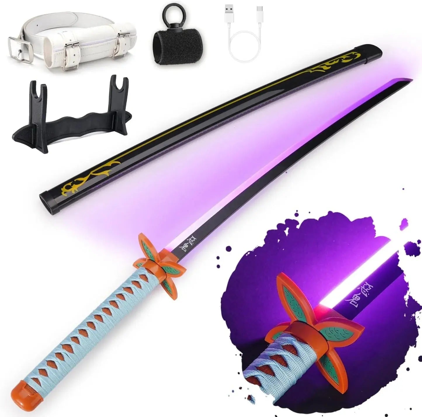 Demon Slayer LED Katana Sword – Glowing Nichirin Anime Cosplay Replica Grab3