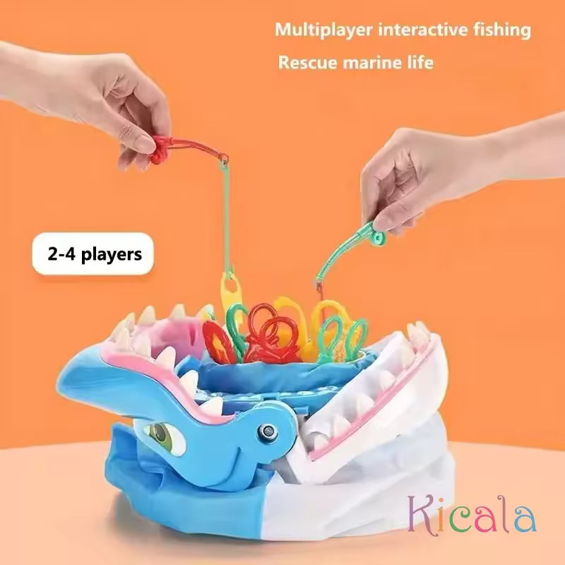 Catching Fish from Shark's Mouth Game - Fast Action Kids & Family Toy - Dice Roll Challenge