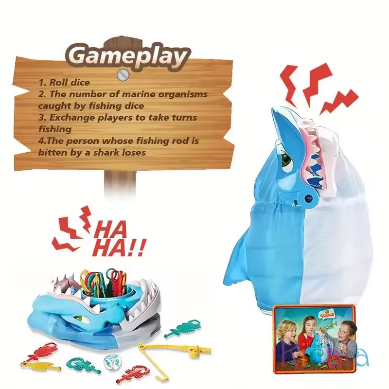 Catching Fish from Shark's Mouth Game - Fast Action Kids & Family Toy - Dice Roll Challenge