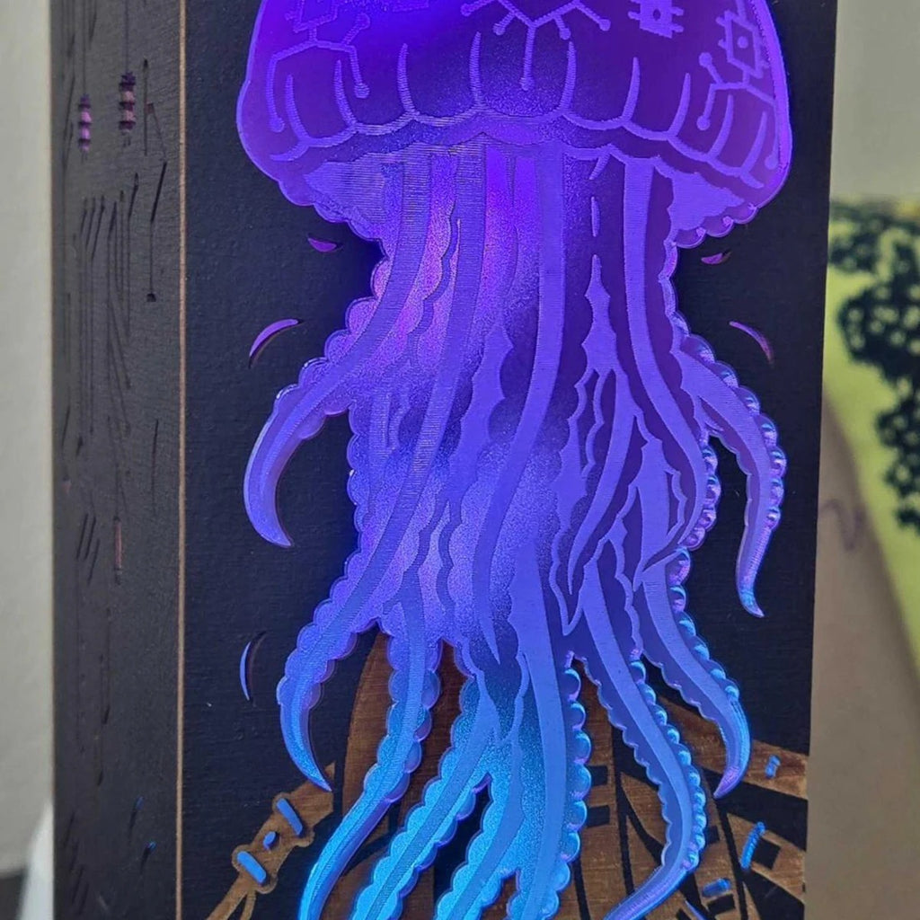 Cyberpunk Jellyfish LED Desk Lamp – Futuristic Tech Gaming Room Decor