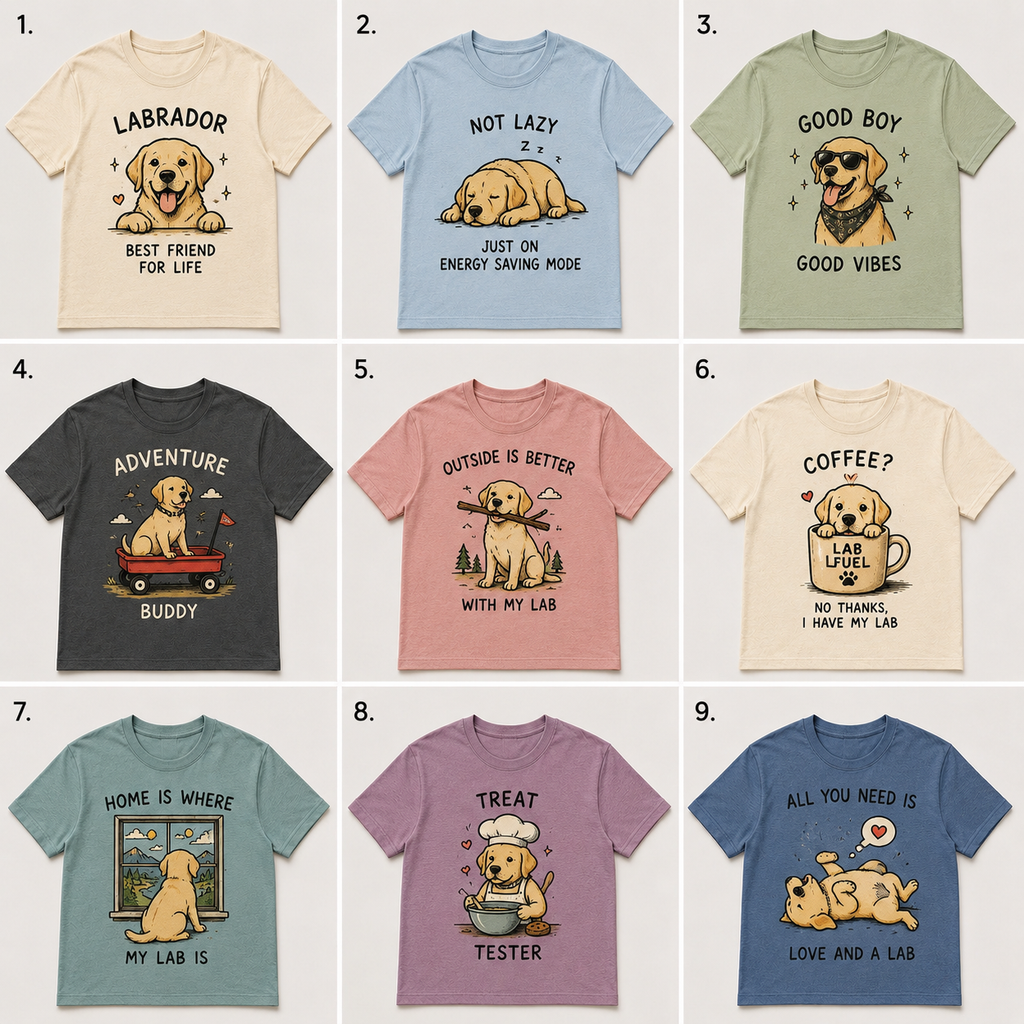 Funny Labrador Retriever Illustrated Graphic Tees