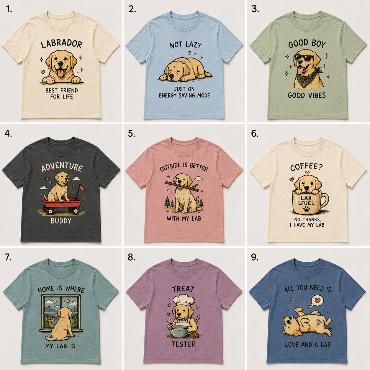 Funny Labrador Retriever Illustrated Graphic Tees
