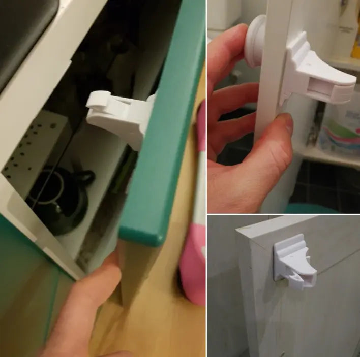 Hidden Magnetic Cabinet Lock – Child Safety Drawer & Door Lock Set Grab3