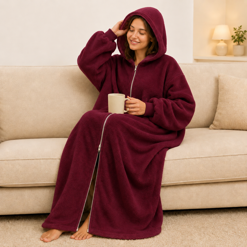 Ultra Warm Full-Length Fleece Zip Hoodie – Oversized Wearable Blanket Hoodie With Pockets (Pre-Order)