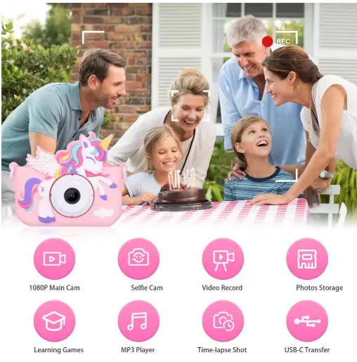 Screen-Free Fun Camera with Games – Purple, Pink Unicorn & Green Dinosaur Grab3