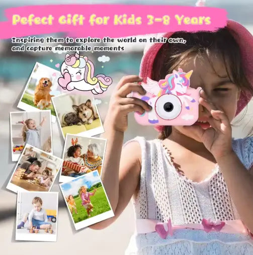 Screen-Free Fun Camera with Games – Purple, Pink Unicorn & Green Dinosaur Grab3