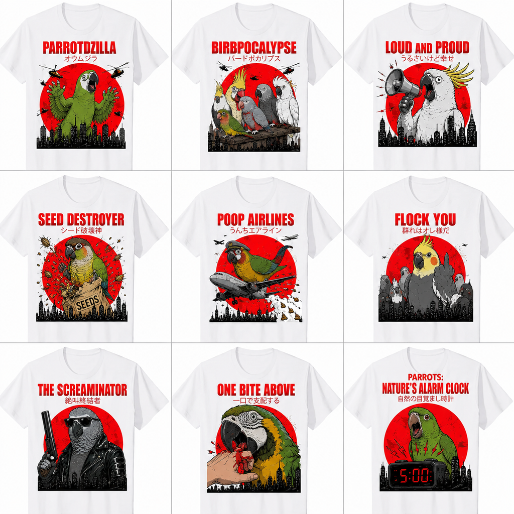 Funny Parrot Graphic T-Shirts | Retro Style Bird Lover Tees