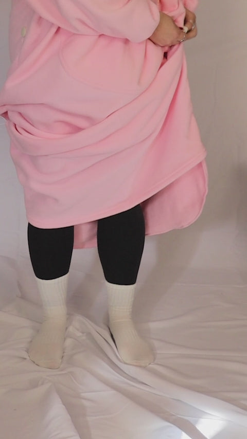 Cozy Cocoon Wearable Blanket Hoodie – Zip-Up Sherpa Fleece with Foot Pocket
