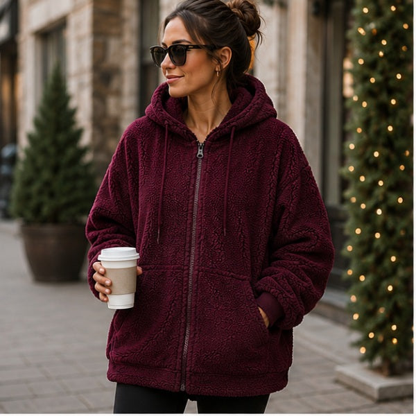 Women's Maroon Fleece Jacket
