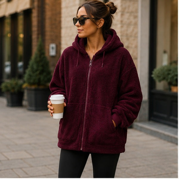Women's Maroon Fleece Jacket