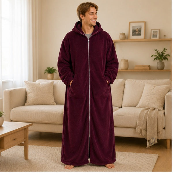 Mens Ultra Warm Full-Length Fleece Zip Hoodie – Oversized Wearable Blanket Hoodie With Pockets (Pre-Order)