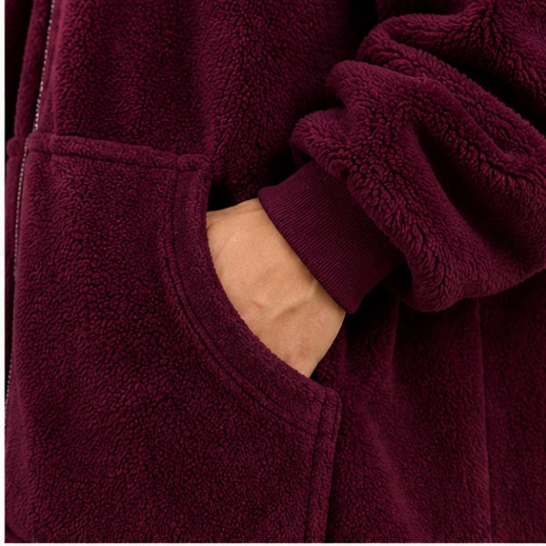 Women's Maroon Fleece Jacket