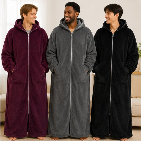 Mens Ultra Warm Full-Length Fleece Zip Hoodie – Oversized Wearable Blanket Hoodie With Pockets (Pre-Order)
