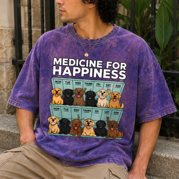 Medicine For Happiness — Labrador Lover Acid Wash Tee