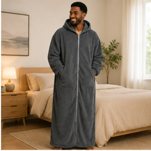 Mens Ultra Warm Full-Length Fleece Zip Hoodie – Oversized Wearable Blanket Hoodie With Pockets (Pre-Order)