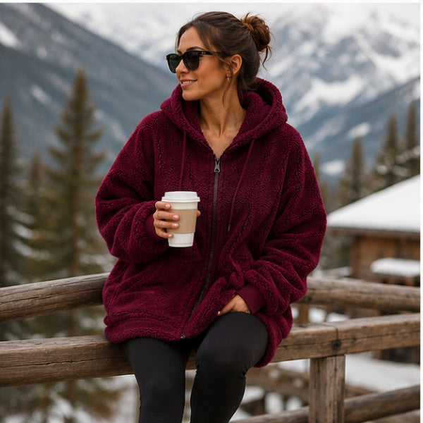 Women's Maroon Fleece Jacket