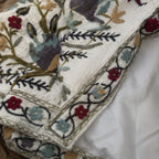 Hand Embroidered Crewel Jacket — Artisan Botanical Statement Coat