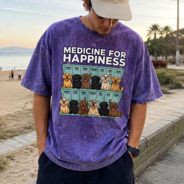 Medicine For Happiness — Labrador Lover Acid Wash Tee